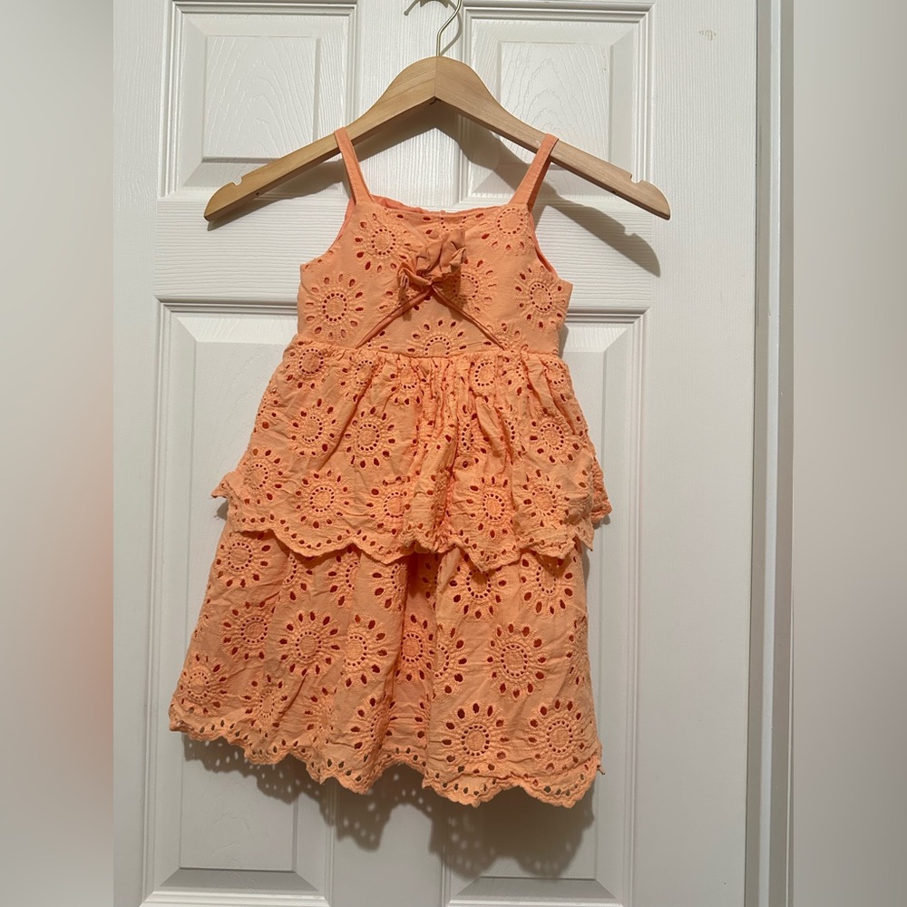 Blueberi Boulevard Orange Eyelet Kids Dress